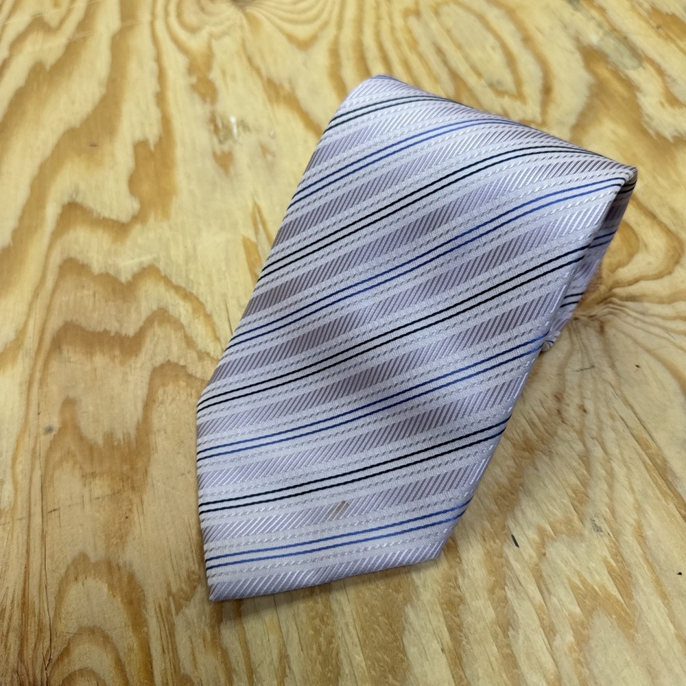 Ermenegildo Zegna Silk Tie Purple Stripe Made in Italy Business Formal Menswear
